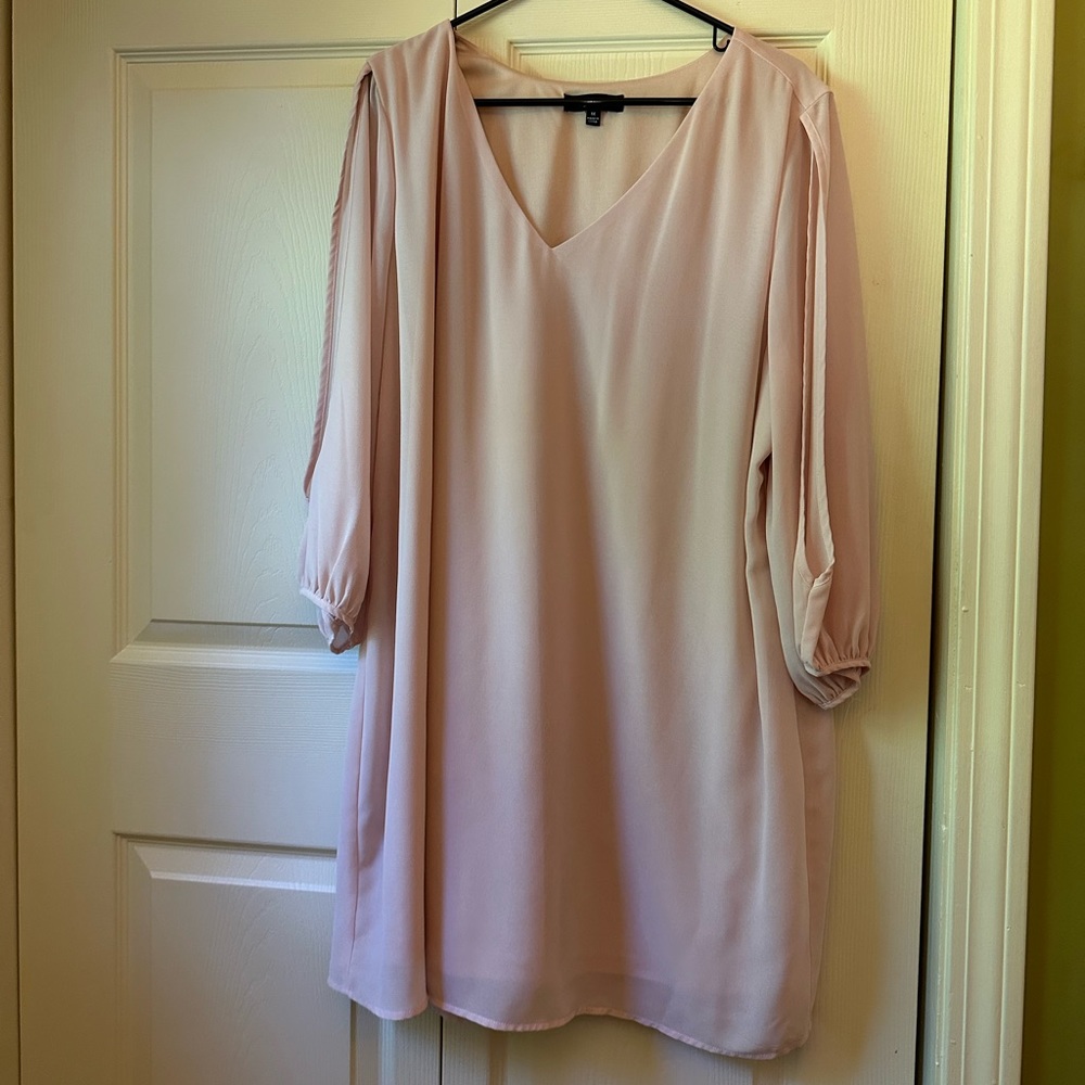 Lulus Shifting Dears Blush Pink 3/4 Sleeve Dress - 1X